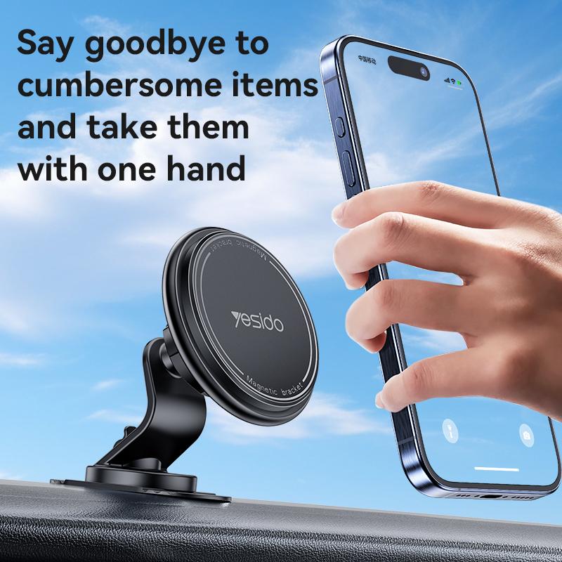 YESIDO C220 Magnetischer Ständer 360 Grad Drehbarer Autohalterung Handyhalter für iPhone 12-16 Serie