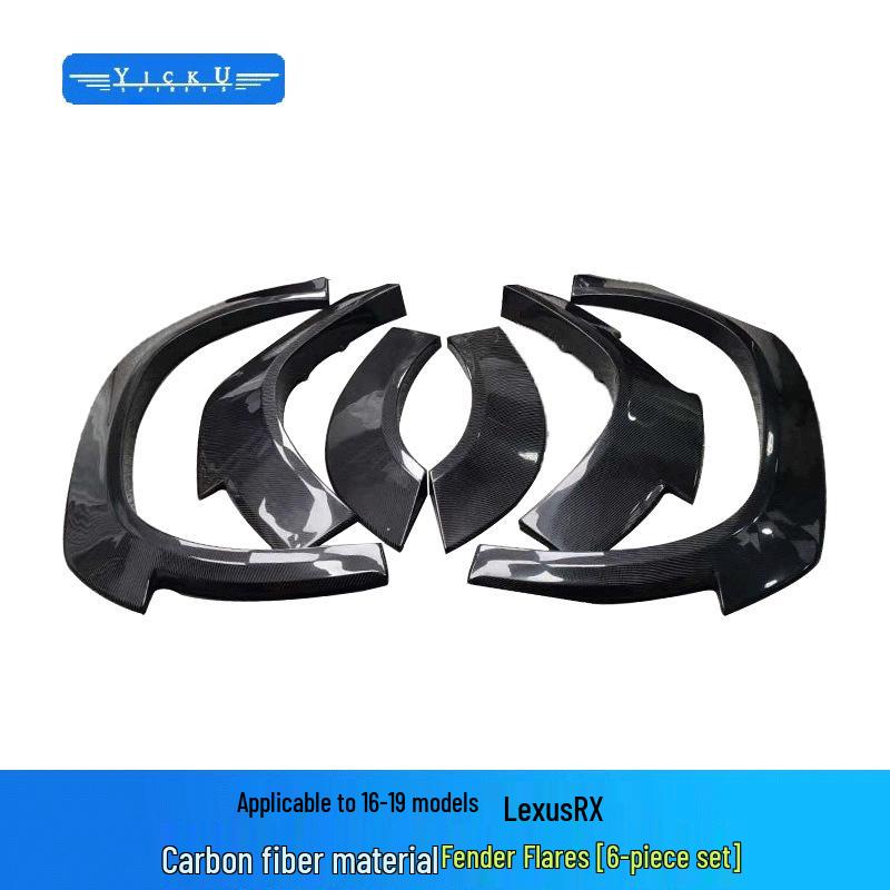 Compatible with 2016-2019 Lexus RX: Front/rear Lips, Side Skirts, Lower Lip, Resin Arches, ART Roof, Rear Wing, and Canards.
