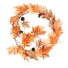 Artificial Maple Leaf Garland for Fall Thanksgiving Decor - Faux Wreath for Front Door Hanging