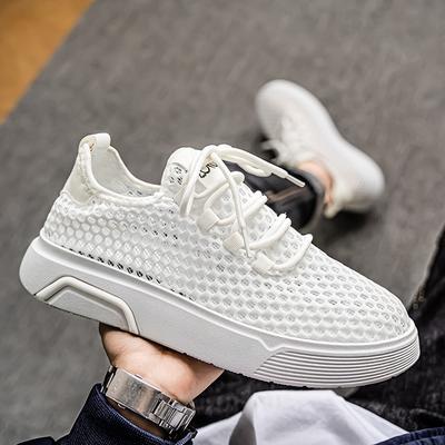 Atmungsaktive Sport Lauf Trend 2026 Neue Dicke Sohle Niedrige Form Große Loch Netz Modische Lässige Sportschuhe für Herren