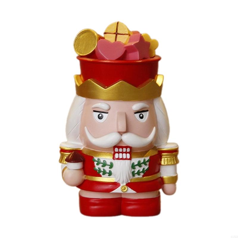62KD Decorative Nutcrackers Figure Coin Banks Resins Christmas Figurine for Saving and Seasonal Cheer
