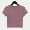 Women's Simple Solid Color Crew Neck Yoga T-Shirt - Short Sleeve for Running & Fitness