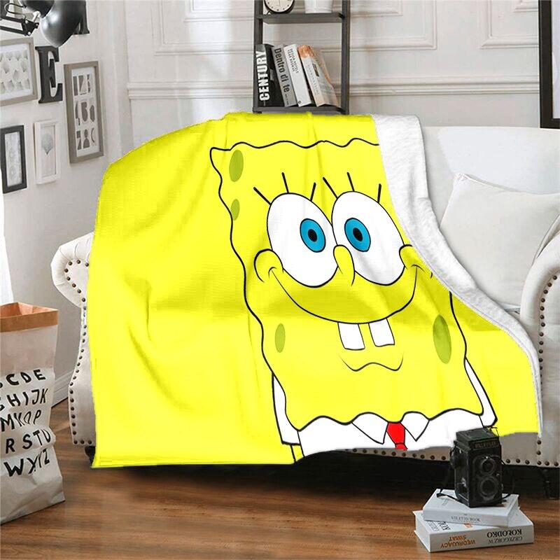 CartoonS-Spongebob Morbido Peluche Divano Letto Coperta da Lancio Cartoon Coperte da Picnic Moderna Coperta in Flanella Coperta Stampata Regalo