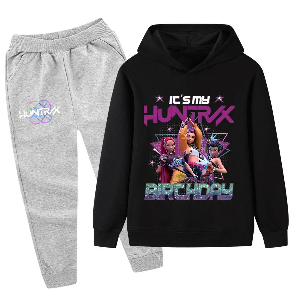 PB1240 Kinder Jungen Mädchen Kpop Mira Zoey Rumi Druck Langarm Kapuzenpullover Hose Hosen Kleidersets