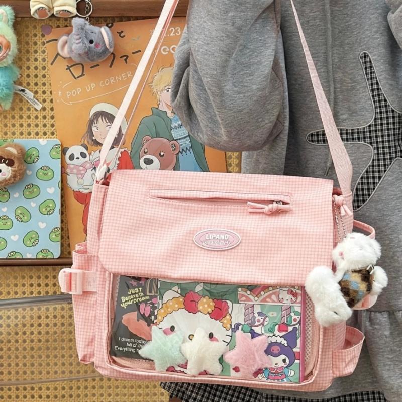 New Y2K Cute Ita Bag Large Capacity Shoulder Bag Messenger Bag Lolita Girls Transparent Crossbody Bag DIY Display Casual Handbag