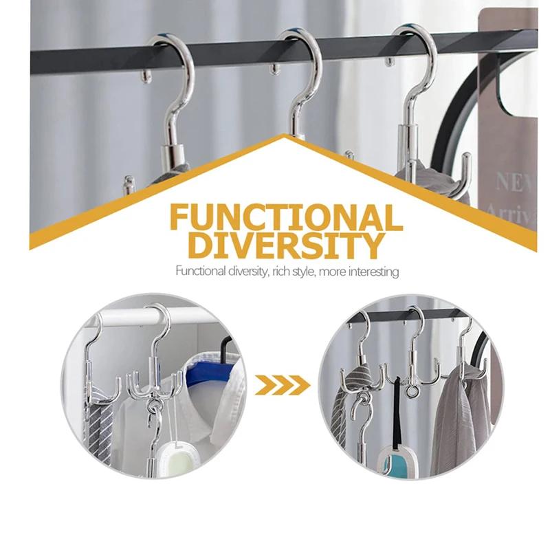 1/2pcs 4 Claws Multifunctional Rotating Clothes Hook Punch Free Rotation Coat Hanger Belt Organizer Scarf Storage Rack Wardrobe