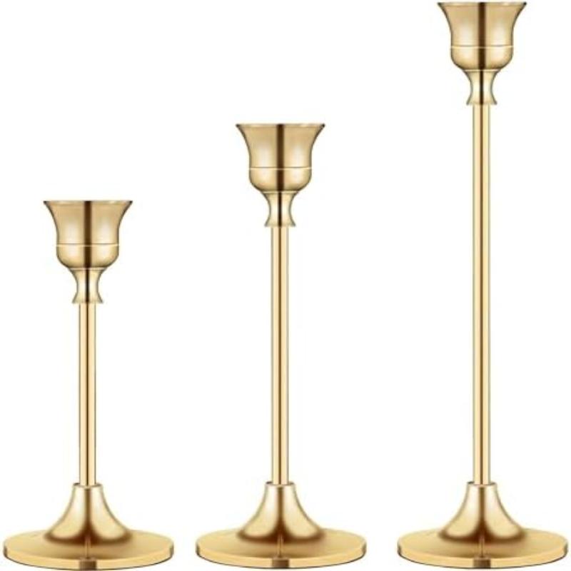 3Pcs Metal Candle Holder Simple Candlestick For Wedding Party Candlelight Dinner