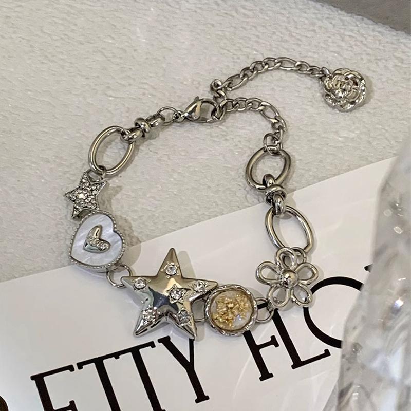 Heart Star Charm Bracelet For Women Girls High-End Exquisite  Light Luxury Wrist Chain Retro Y2K Jewelry Accessories
