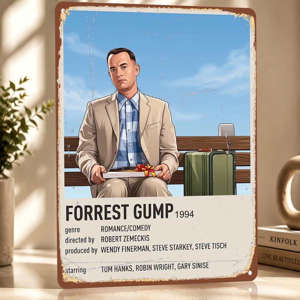 Forrest Gump Minimalistisches Kunstposter Retro D Gedruckte Metallschilder Benutzerdefinierte Wanddekoration Geschenk für Dekor Raum Schlafzimmer Sachen Zuhause