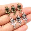 40pcs 21x10mm Antique Bronze Plated Flower Rose Handmade Charms Pendant