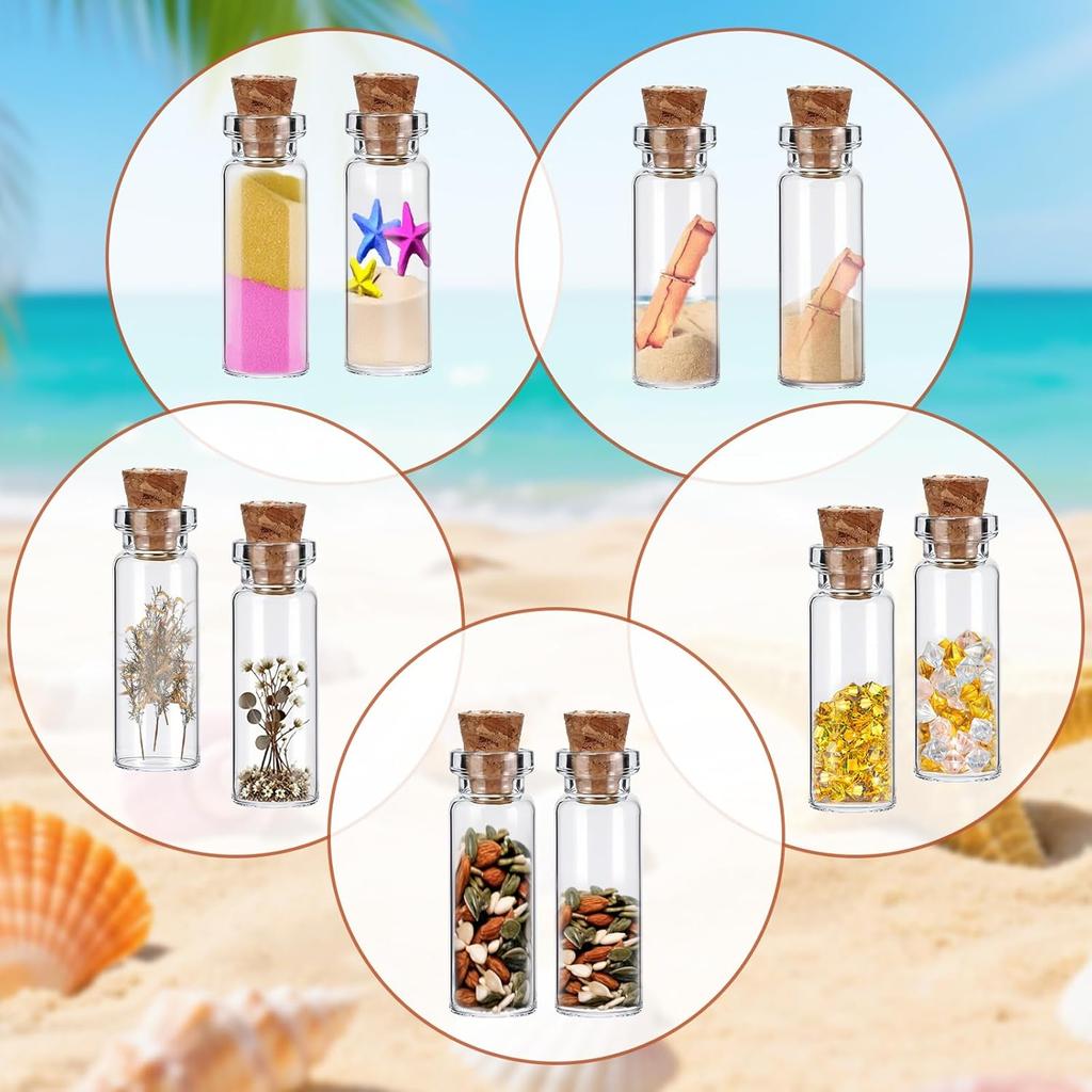 20 Pcs Small Glass Bottles with Cork, 2ml Small Tiny Glass Jars with Lids, Transparent Empty Mini Glass Bottles Spell Jars Glass Bottle