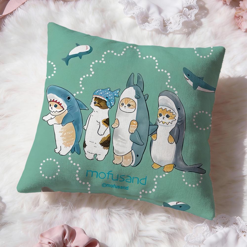 Cute M-MofusandS Cushion Cover Premium Comfort Reversible Pillow Cove -Two in One Design for Any Room & Car Interior