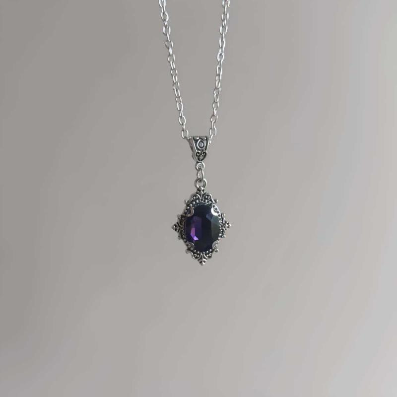 Victoria Style Ruby Cross Pendant Necklace: Women's Luxury Pomegranate Flower Gemstone for Elegant Look