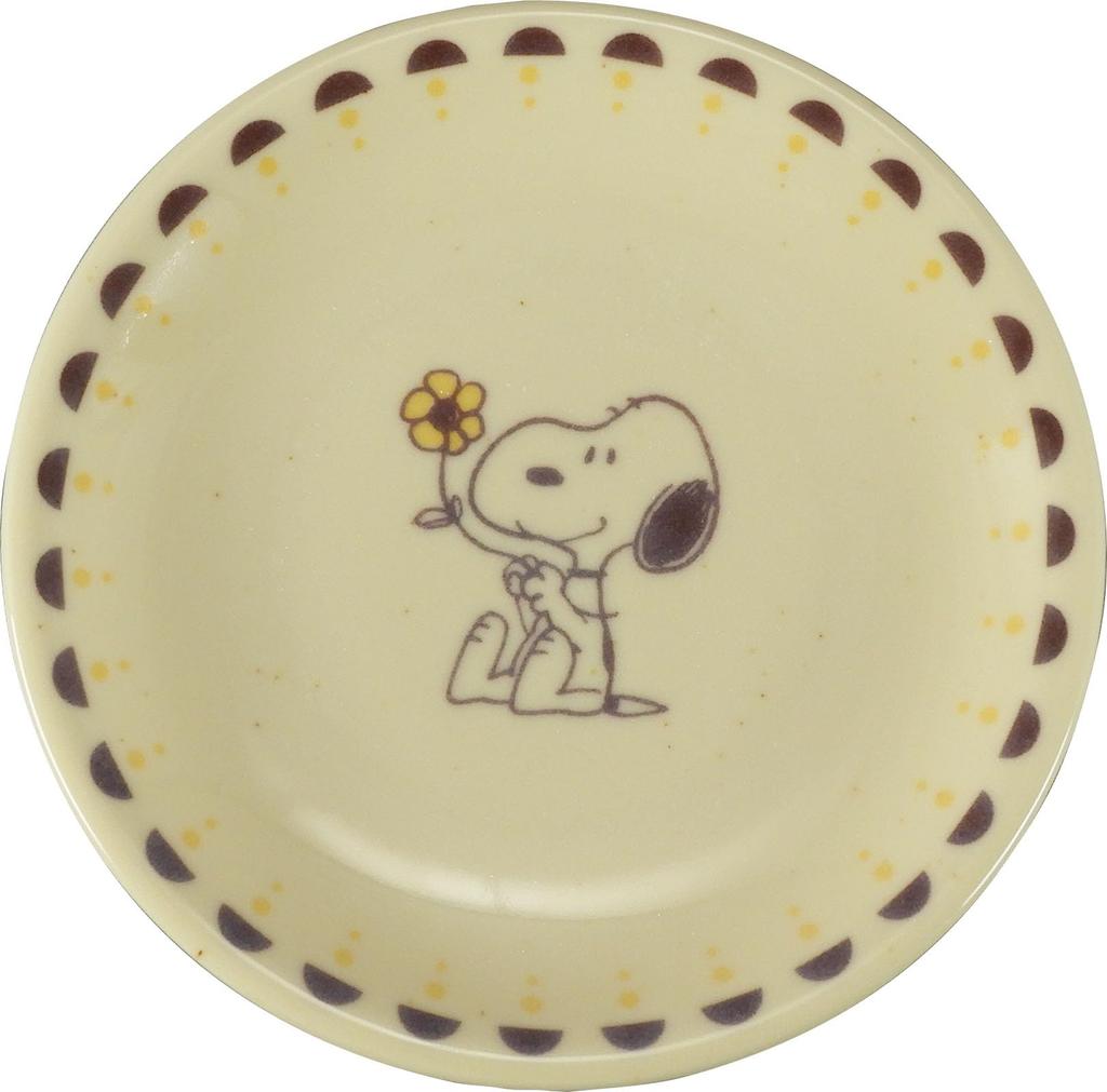 PEANUTS Snoopy Small Set of Side Bread Microwave and Dishwasher Safe Made in Mino Yamaka Plates, 4, Plates, Plates, 15.5cm Diameter, (Vintage Series),