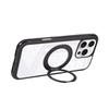 For iPhone 16 Pro Max Magnetic Case Stress Relief Kickstand TPU + PC Transparent Protective Phone Cover