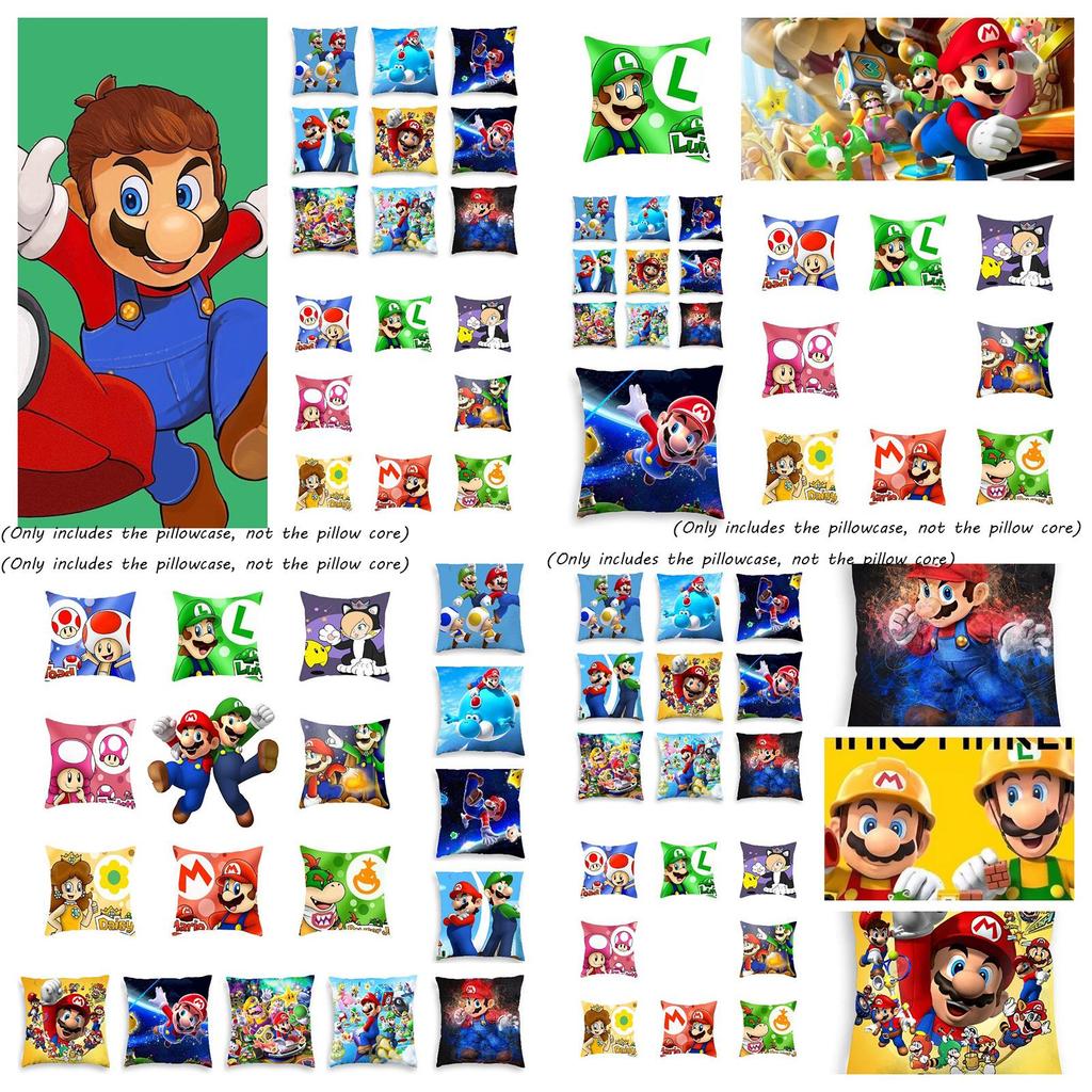 Soft Short Plush Pillowcase With Super Mario Elements Decorative Cushion Cover For Home Car 45*45cm