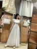 French ruffle edge one-word shoulder dress children's summer new super good-looking niche design temperament long dress