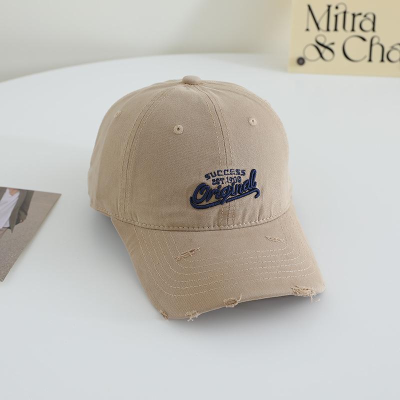 New High Quality Embroidered Letter Baseball Cap for Girls' Japanese Wide Brim Slim Soft Top Hat Pure Cotton Versatile Duck Tongue