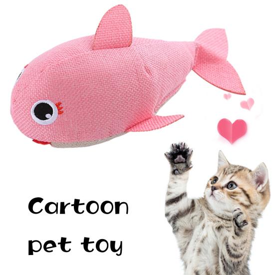 Interactive Plush Cat Toys Cartoon Shark Design with Catnip Teeth-grinding Bite Resistant Prevent Boredom Cat Toys