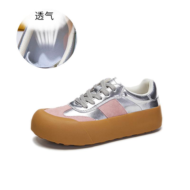 Leather Little White Shoes Women's Spring 2025 New Flat Baseplate Shoes Women's Casual Versatile Women's Shoes Platform German Training Shoes Women's