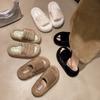 New Autumn Fluffy Slippers Women's Fashion Thick-bottomed Plush Casual Cotton Slippers Women