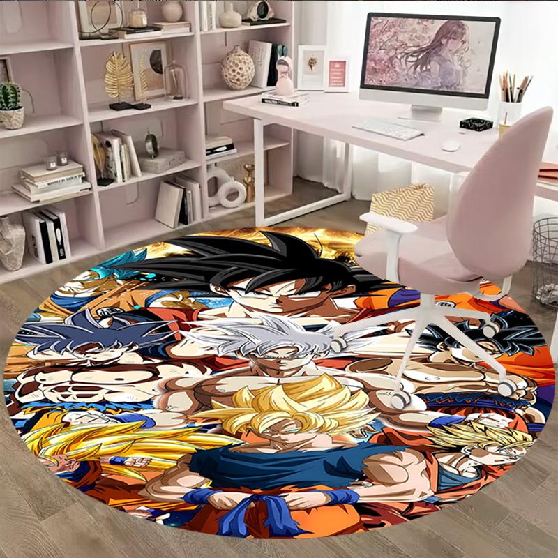 1pc Dragon Ball2 Print Round Carpet Chair Round Carpet Suitable for Bedroom Living Room Home Decorative Carpet