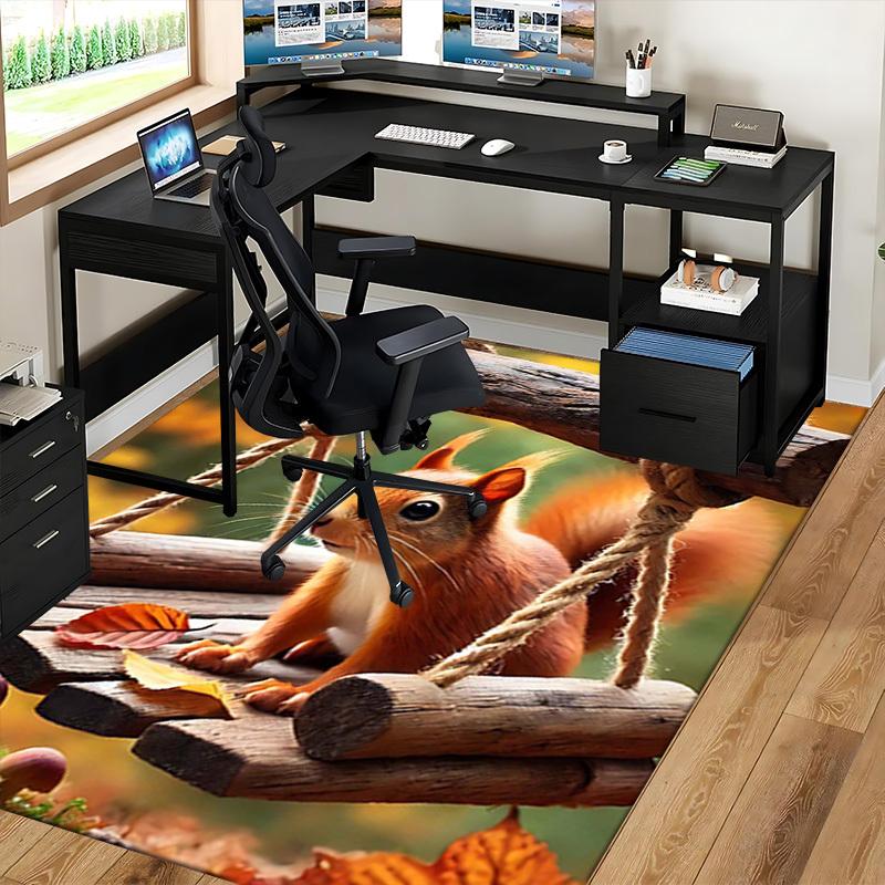 1pc Anime Squirrel Chair Mat - Seasonal Gift for Office and Home Decor - Non-Slip Carpet for Desk Chairs.C066