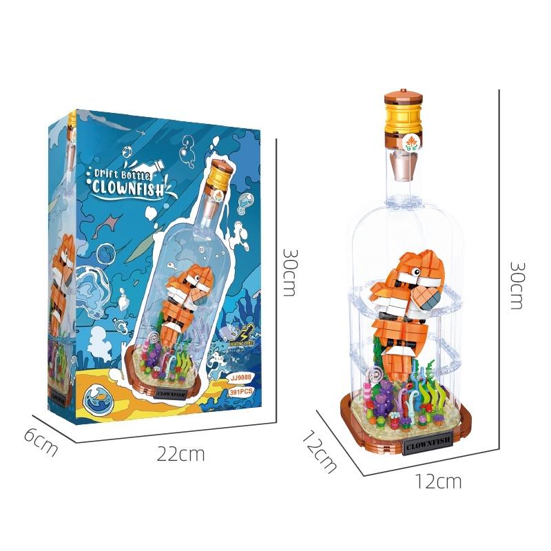 391Pcs Light-Up Message In A Bottle Eco-Tank Model Assembly Toy Home Decor Moc Building Blocks Set Kids Birthday Gift