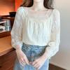 Navava Long Sleeve Flower Lace Square Neck Blouse Nb2424