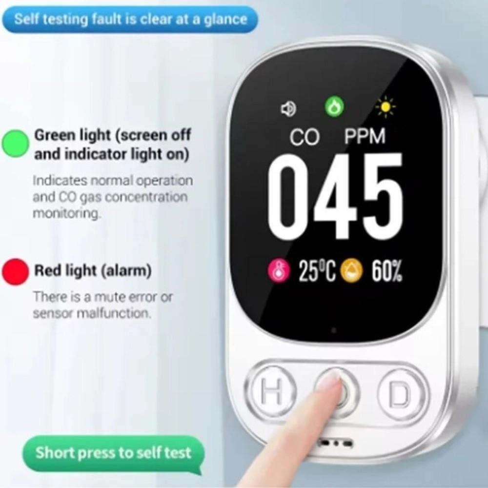 Large Screen CO Monoxide Alarm Real Time Monitoring Temperature Humidity Detector  For Home Outdoor