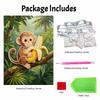 Framed Pearl Painting Kit Cute Monkey Eating Banana DIY 3D Bead Canvas Art Creative Leisure Craft Home Decoration Wall Hanging Hobby Gift
