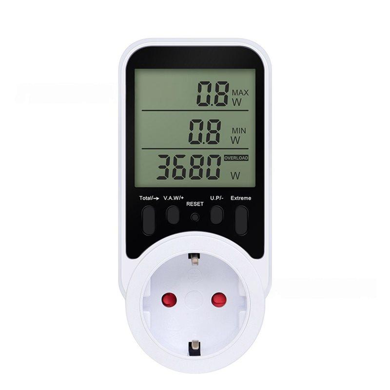

Digital LCD For Voltage Current Monitoring And Power Consumption Analysis Energy Meter Wattmeter No Backlight EU Plug білий