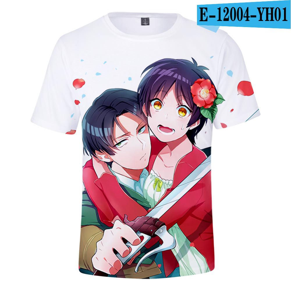 Pánské 3D barevně potištěné tričko s krátkým rukávem se streetovou módou Around The Giant In Summer Anime Attack T-Shirts