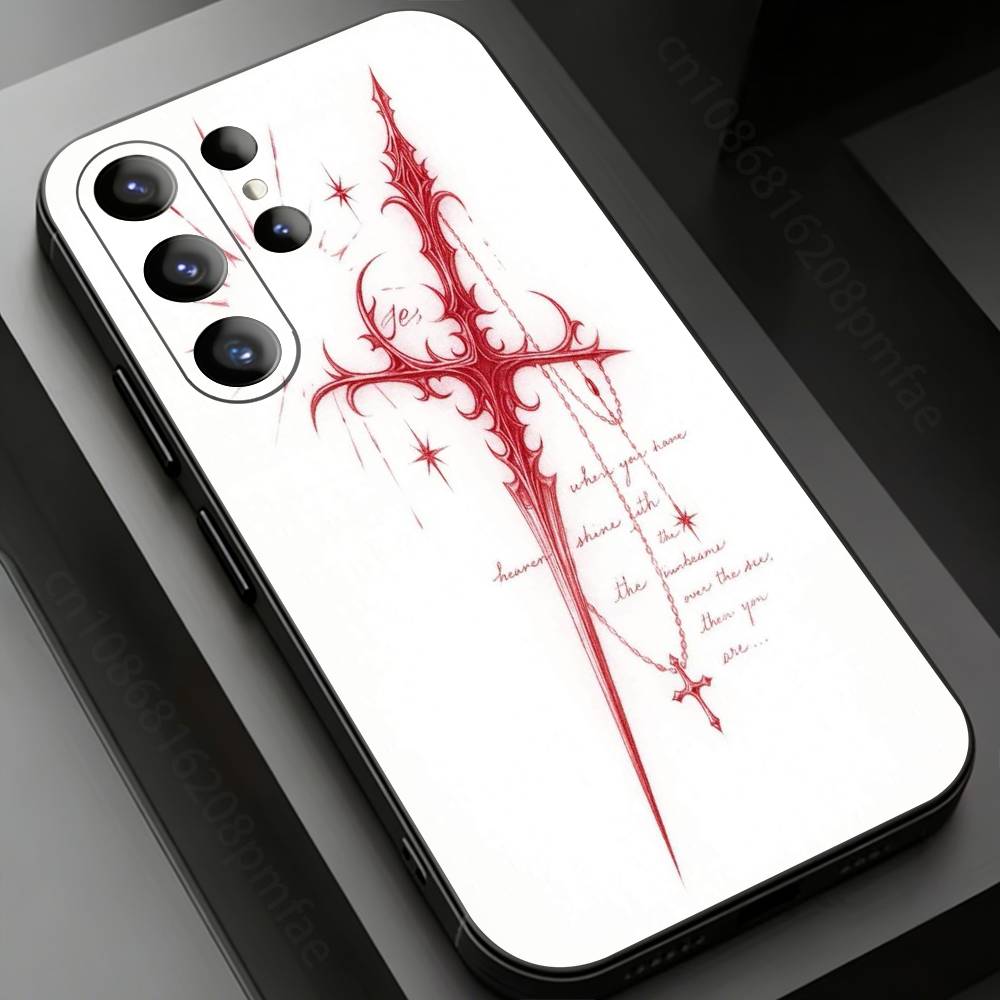 Gothic Cross Phone Case for Samsung Galaxy S24,25,26,23 22,21,S20 Plus Ultra FE Soft Fundas Cases