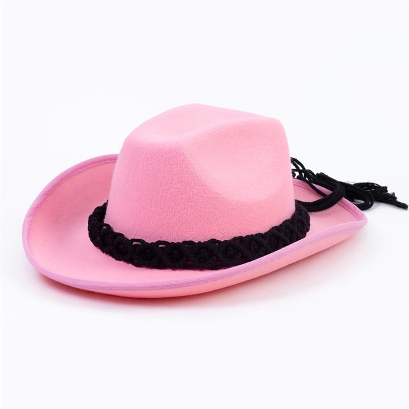 Western Cowboy Hats Wear Resistant Rolled Brims Felt Hat Eye Catching for Show