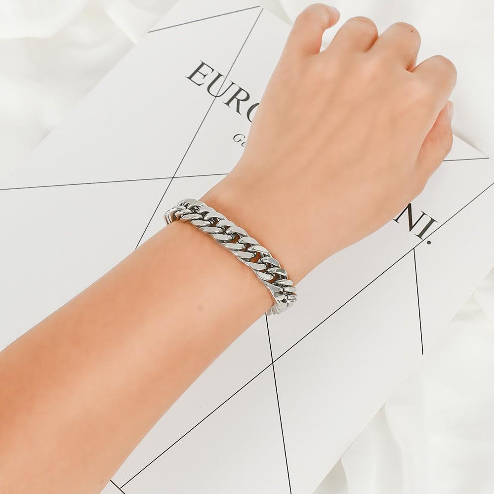 2023 Vintage 4-Sided Polished Cuban Chain Bracelet Necklace - Double Weave Titanium Steel for Men & Women, Hip Hop Trendy Style