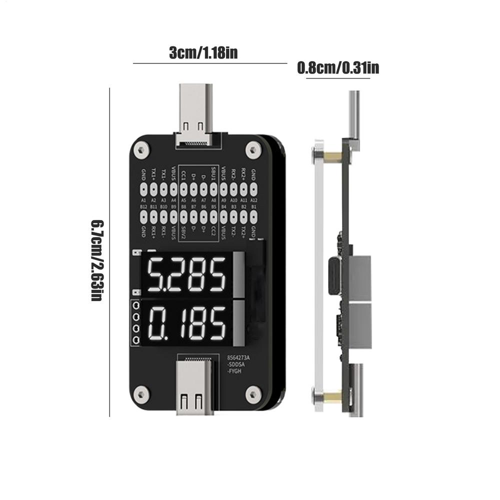 

Type C Power Tester Current Checker Type-C Port Real-time Voltage Meter For Fault Location Tablet Electrician Outlet Wire Fuse чорний