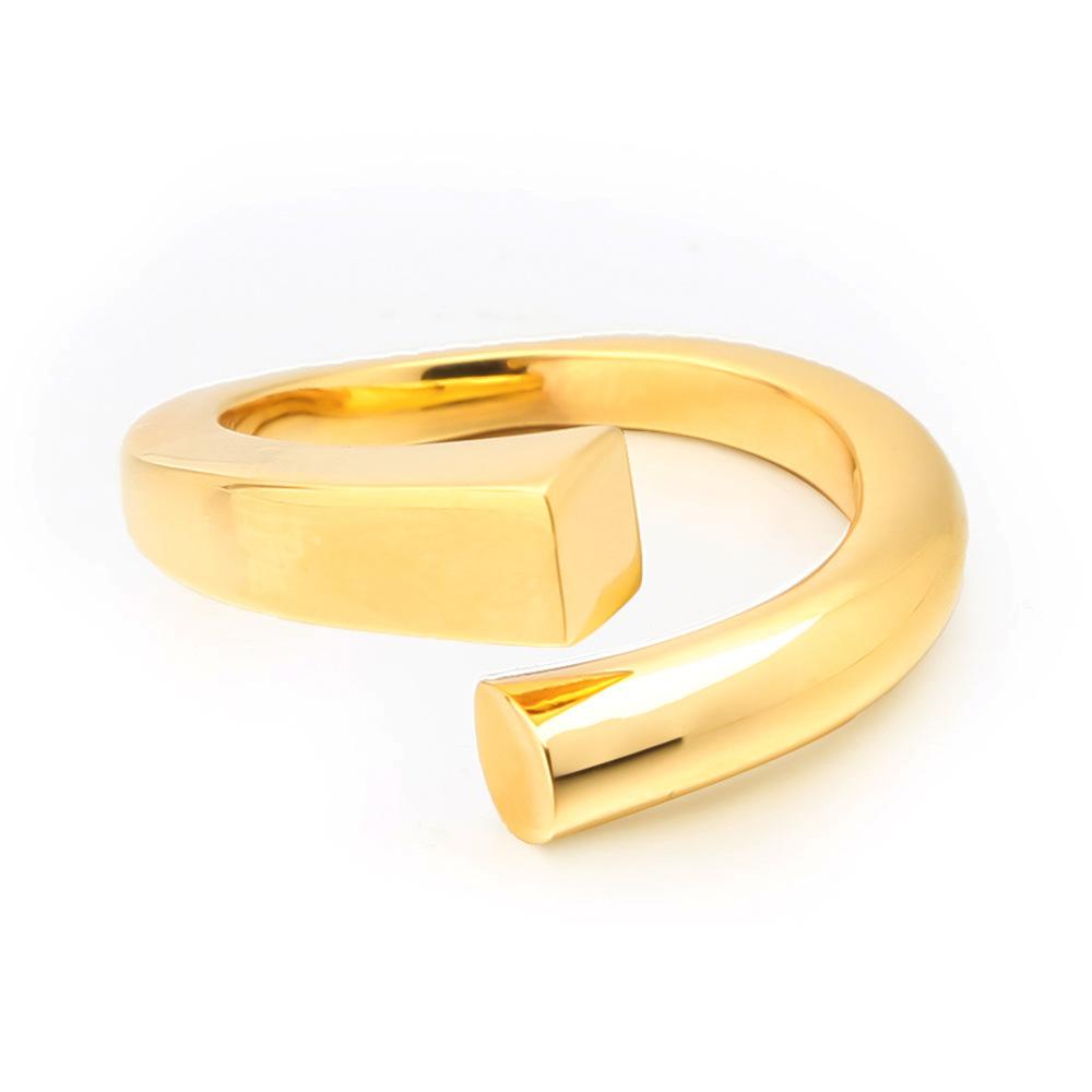 European and American fashion square coil ring brass gold-plated plain ring accessories minimalist line open ring explosion