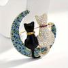 Alloy Rhinestone Cat Moon Brooch Elegant Metal Pin Fashion Jewelry Accessory for Women Apparel Decoration