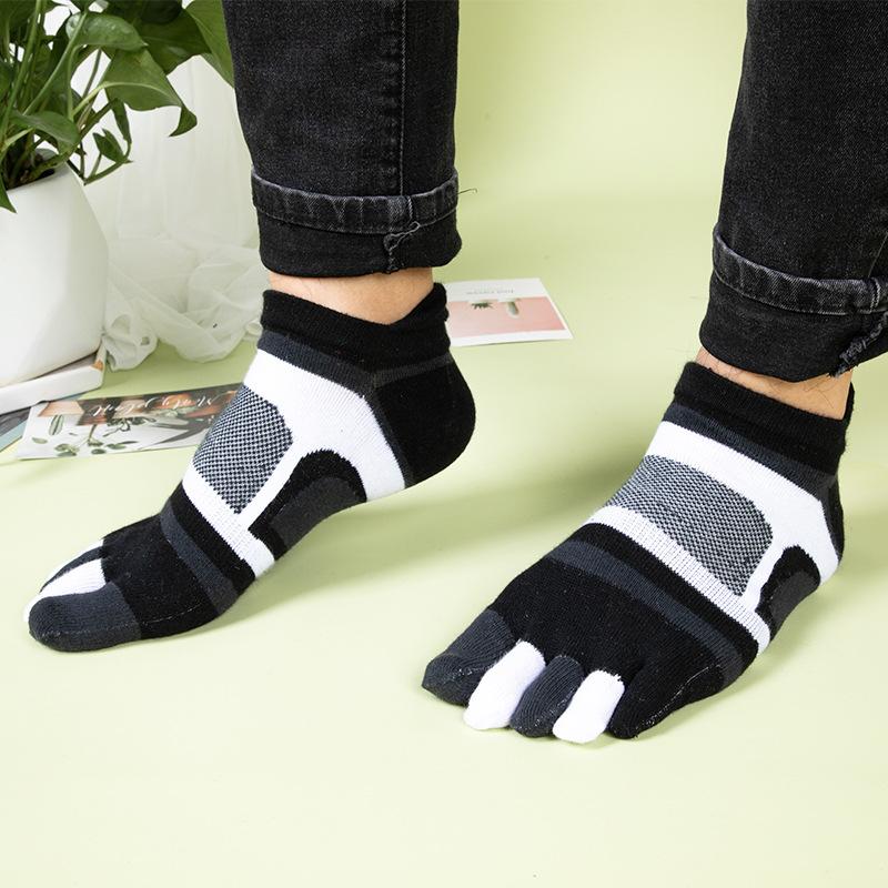 5 Paar Knöchel-Zehensocken Herren Jungen Sport Fünf-Finger Kurz Jung Mode Baumwolle Mesh Atmungsaktiv Deodorant Happy Socks mit Zehen