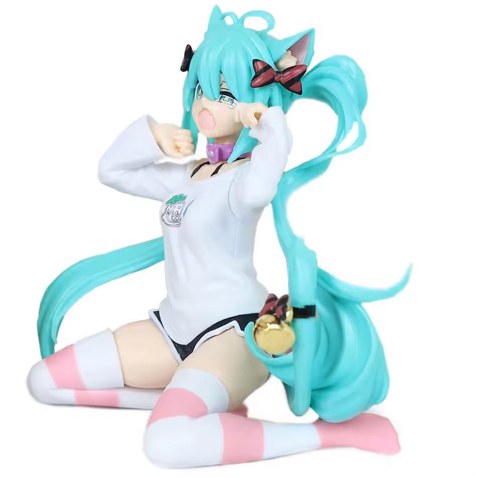 Hatsune Miku Desktop Cute Action Figure 11cm Neko T-Shirt Ver. Anime Figurine Kawaii Girl Model Toy Gift