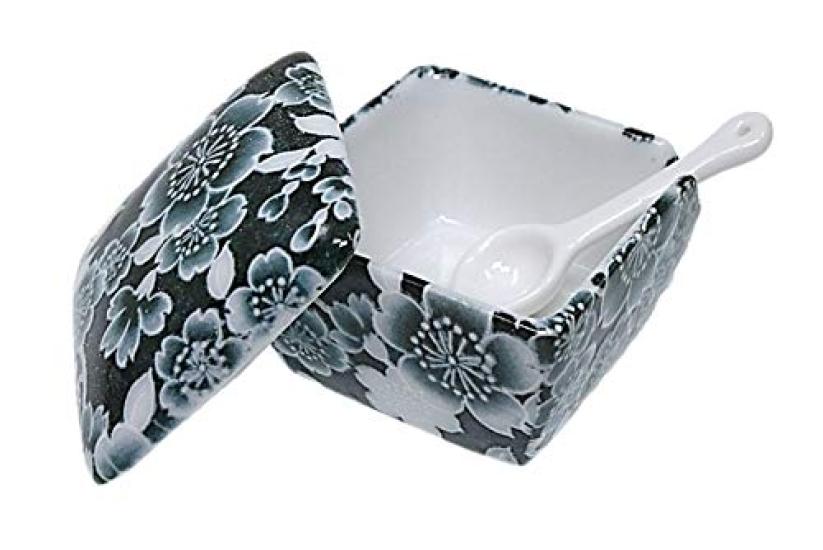 

Сакура Юдзен Приправа Сделано в Ложке Контейнер для приправ с Коммерческим ACS WEB Мино Яки (черный) Контейнер, Япония, Керамика, В комплекте, Ичими, Соль,