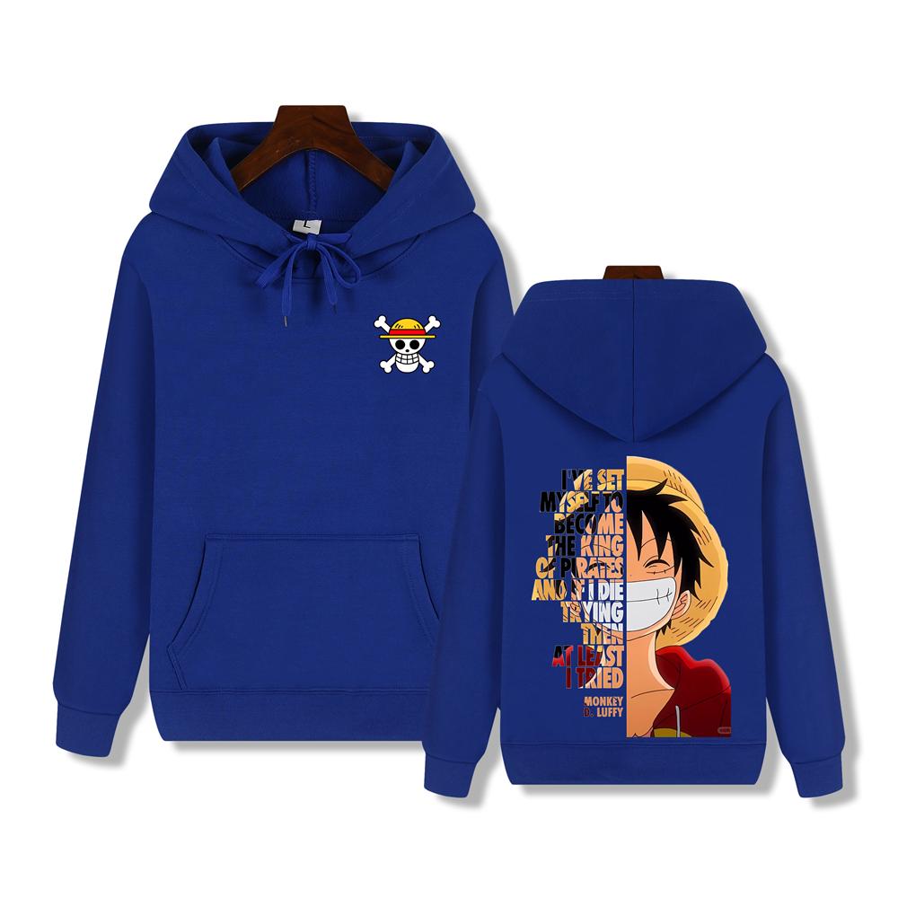 Pánská mikina One Piece vysoké kvality, mikina s potiskem Kapitána Luffyho, podzimní a zimní, silná, hřejivá, základní jednoduchý top