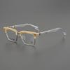 Italian Vintage Square Semi-Rimless Titanium Eyeglass Frame Business Style