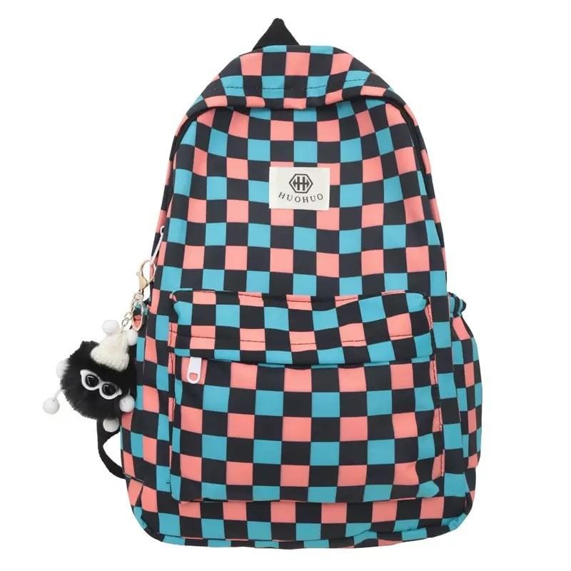 Chessboard Girls Pattern Boys Backpack Front Organizer Laptop Storage School Bag
