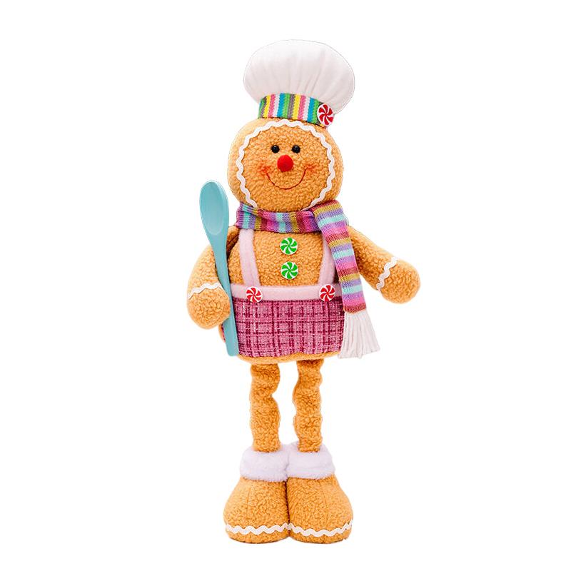 Christmas Cartoon Figurine Extendable Gingerbread Man Chef Gnome Christmas Window Display Festival Desktop Decoration Supplies