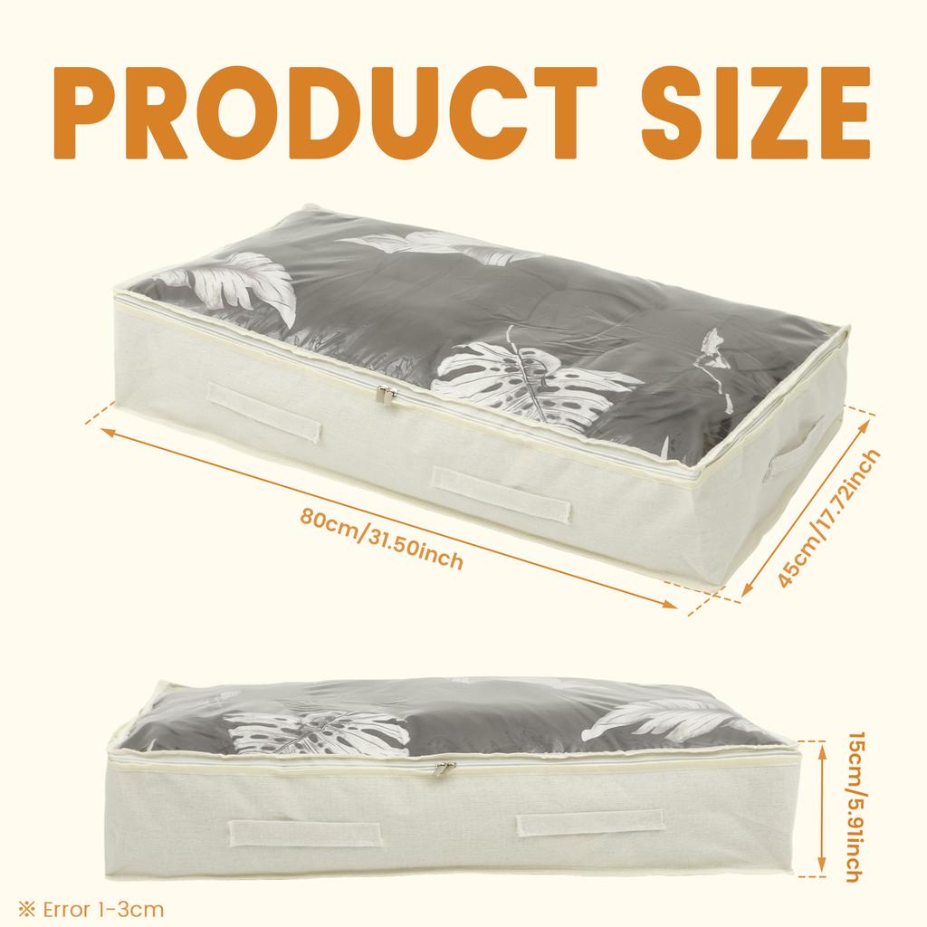 2Pcs Under Bed Organizer Large Capacity Under Bed Storage Bin with Double Zipper Multifunctional Clothing Organizer with Handle