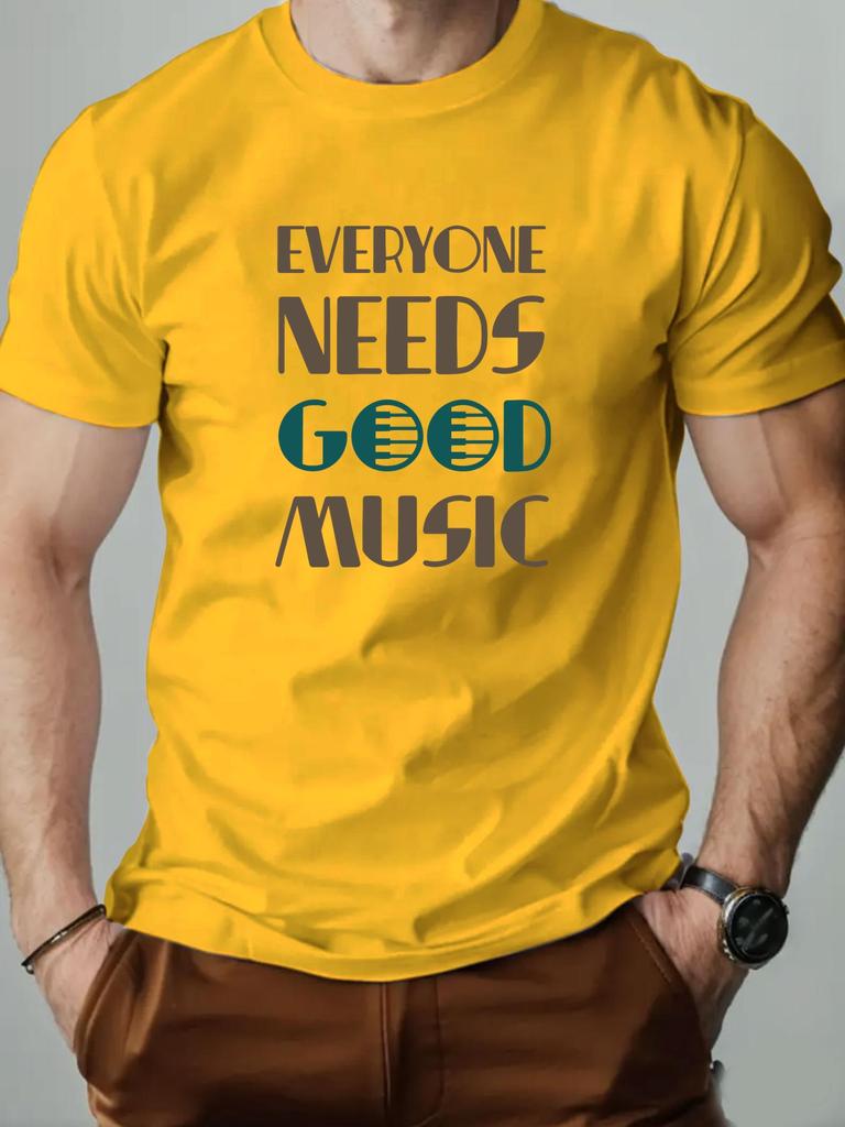 Mens cotton Tshirt everyone needs good music summer round neck short sleeve graphic breathable fashion casual Tshirt