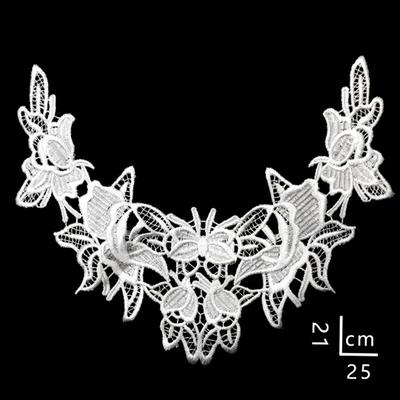 2 PIÈCES Dentelle soluble dans l'eau Broderie polyester soie ajourée corsage col faux col DIY vêtements accessoires faits main