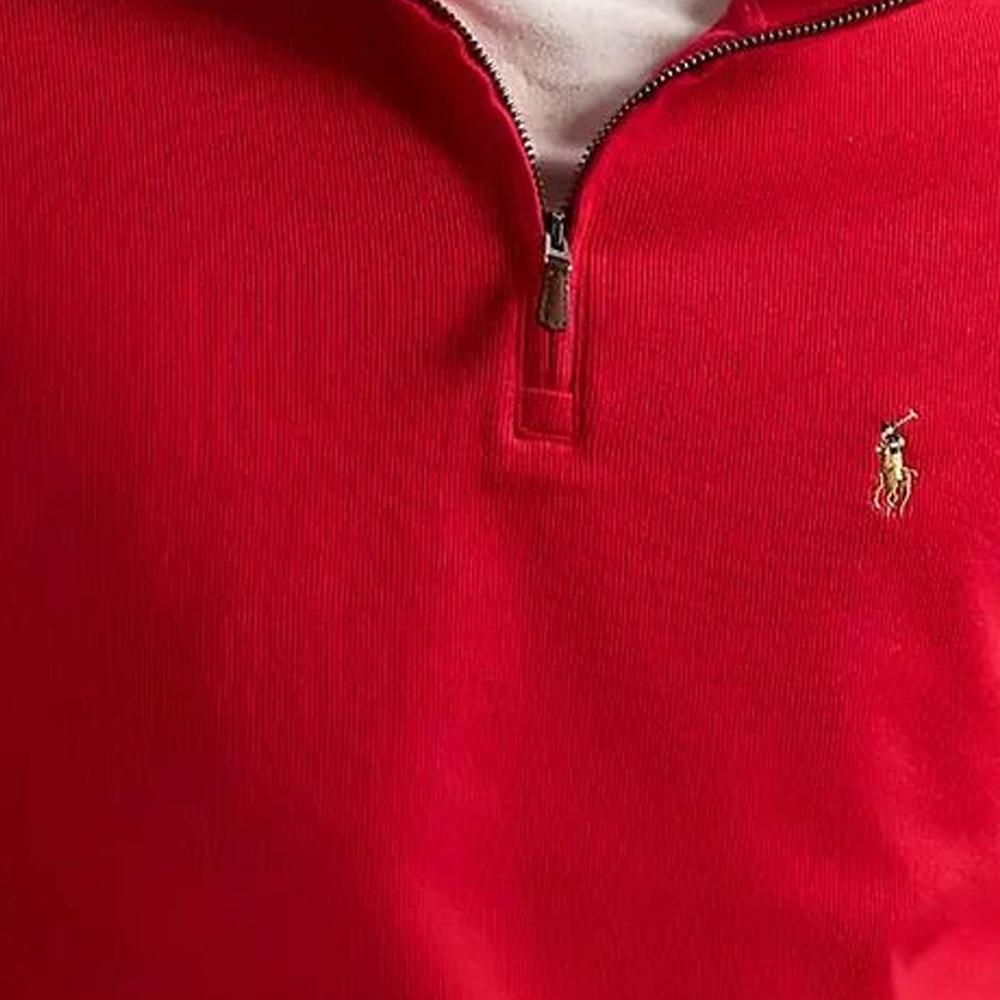Polo Ralph Lauren Sweatshirt Logo Print Stand Collar Half Zip Long Sleeve Kids Tops Red 323952436-004